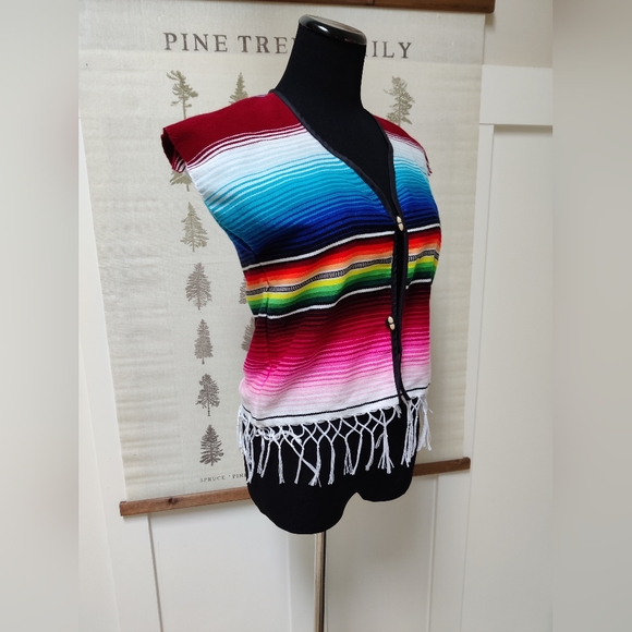 Handmade Mexican Poncho Vest - Small - Picture 3 of 8
